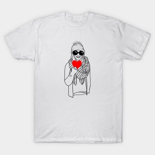 Girl in sunglasses holding heart T-Shirt